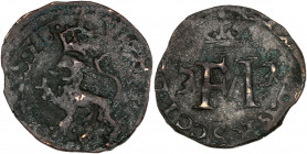 Ecosse - François II et Marie Stuart (1558-1560) - Bronze - Lion.
A/ + FRA. ET. MA. D. G. R. R. SCOTO. D. D. VIEN
FM accosté de deux dauphins, 
R/ Lio...