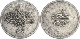 Egypte - Argent - 5 Qirsh 1277.
A/ Légende en arabe. 
R/ Légende en arabe. 
25.51mm - 6.8g.