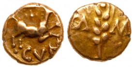 Celtic Coinage. Cunobelin, ca. early 1st Century AD to AD 40. Gold Quarter Stater (1.31 g)