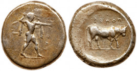 Lucania, Poseidonia. Ca 470-455 BC. Silver Nomos (7.97 g). VF