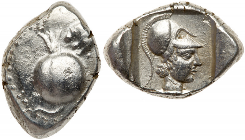 Pamphylia, Side. Ca. 490-400 BC. Silver Stater (10.98 g.). Pomegranate, within g...