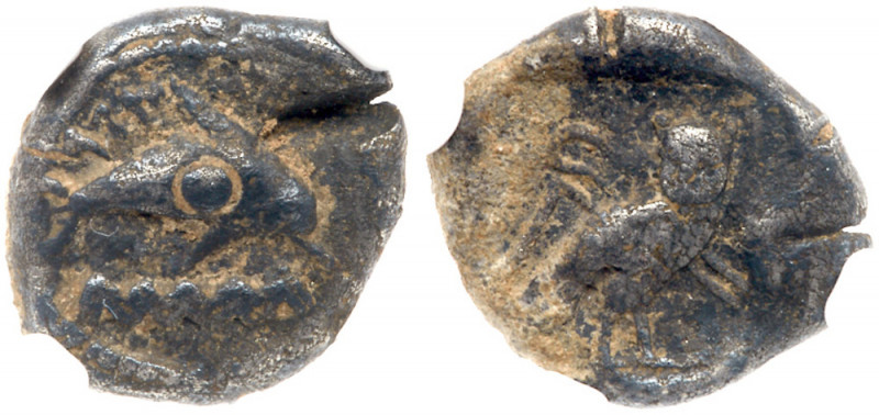 Phoenicia, Tyre. Silver 1/4 Shekel (3.16 g), ca. 450-438 BC. Dolphin leaping rig...