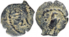 Herod I The Great. 40-4 BCE. AE half-Prutah (14 mm; 2.01 g). VF