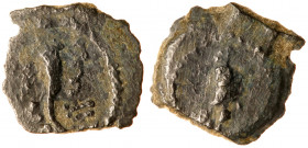 Judea. Herodian Dynasty. Herod I the Great, ca. 37 BCE. AE Half-Prutah (1.29g). F-VF