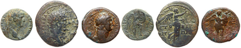 3-piece lot of Herod Agrippa II Bronzes. Consists of 3 different: H-1285a; H-128...