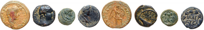 4-piece lot of Herod Agrippa II Bronzes. Consists of 4 different: H-1300; H-1309...