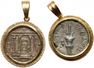 Bar Kokhba Revolt. 132-135 CE, Year 2 (A.D. 133/134) Silver Sela set into a custom Diamond and 18kt Gold Pendant