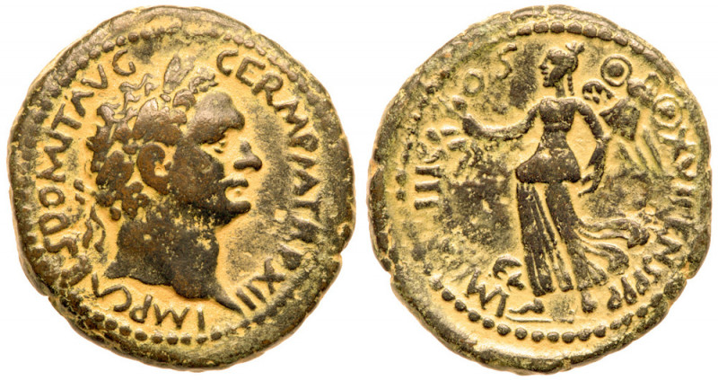 Judaea, Roman Judaea. Domitian. &AElig; (9.28 g), AD 81-96. Judaea Capta commemo...