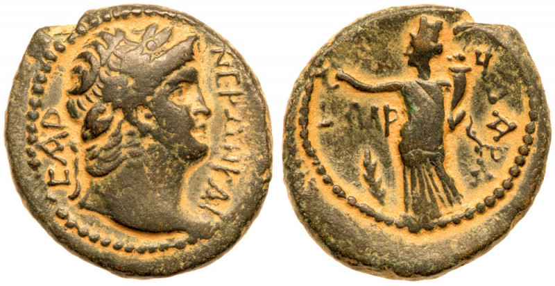 Nero. &AElig; (9.24 g), AD 54-68. Gadara in Decapolis, CY 131 (AD 67/8). NEP&Ome...