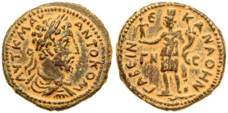 Commodus. &AElig; (12.23 g), AD 177-192. Canatha in Decapolis, CY 253 (AD 190/1)...