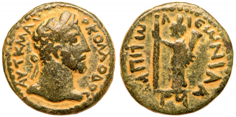 Commodus. &AElig; (6.38 g), AD 177-192. Capitolias in Decapolis, CY 93 (AD 190)....