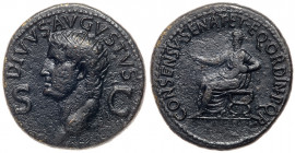 Divus Augustus. Æ Dupondius (13.95 g), died AD 14. VF