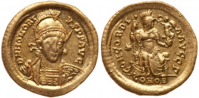 Honorius. Gold Solidus (4.48 g), AD 393-423. EF