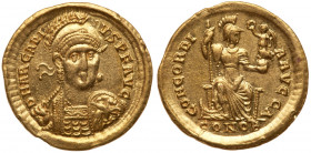 Theodosius II, AD 402-450. Gold Solidus (4.46 g.). AU