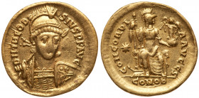 Theodosius II, AD 402-450. Gold Solidus (4.36g). EF