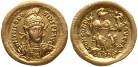 Theodosius II,AD 402-450. Gold Solidus (4.46 g.). EF