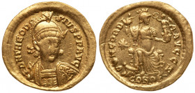 Theodosius II, AD 402-45. Gold Solidus (4.35 g). EF