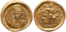 Theodosius II. Gold Solidus (4.50 g), AD 402-450. AU