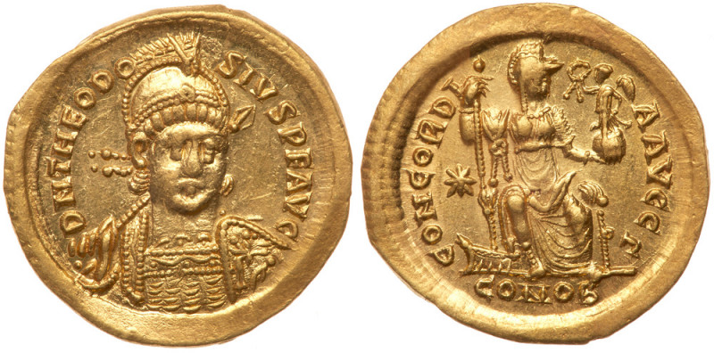 Theodosius II. Gold Solidus (4.47 g), AD 402-450. Constantinople, AD 408-420. D ...