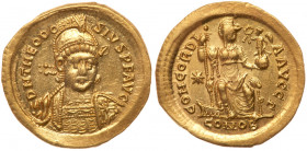 Theodosius II. Gold Solidus (4.47 g), AD 402-450. AU