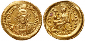 Theodosius II. Gold Solidus (4.43 g), AD 402-450. AU