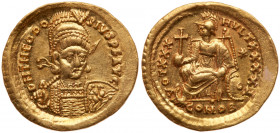 Theodosius II. Gold Solidus (4.36 g), AD 402-450. EF