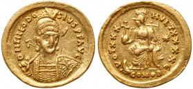 Theodosius II. Gold Solidus (4.40 g), AD 402-450. EF