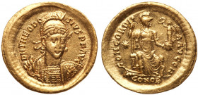 Theodosius II, 402-450 AD. Gold Solidus (4.49g). EF