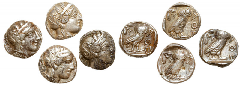 4-piece lot of Athens Silver Teradrachms, ca. 440 BC. Coins grade Fine to Very F...