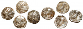 4-piece lot of Athens Silver Teradrachms, ca. 440 BC