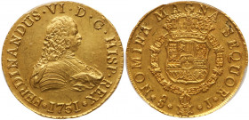 Chile. 8 Escudos, 1751-So J. PCGS UNC