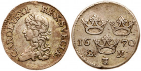 Sweden. 2 Mark, 1670. NGC EF