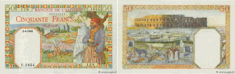 Country : ALGERIA 
Face Value : 50 Francs  
Date : 03 avril 1945 
Period/Provinc...