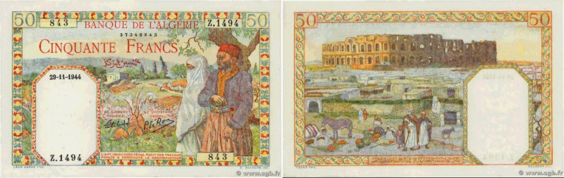 Country : ALGERIA 
Face Value : 50 Francs  
Date : 29 novembre 1944 
Period/Prov...