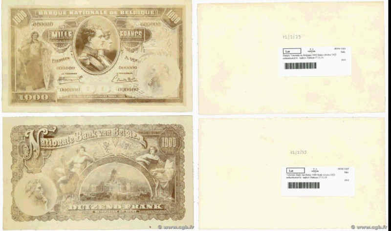 Country : BELGIUM 
Face Value : 1000 Francs Photo 
Date : (1923) 
Period/Provinc...