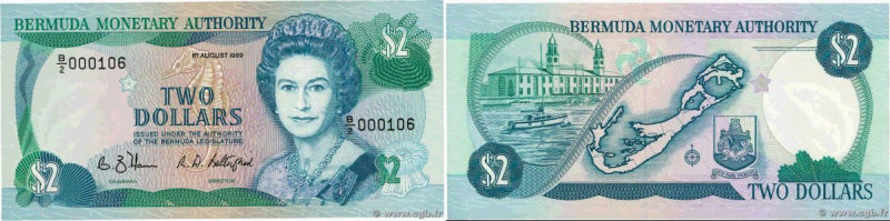 Country : BERMUDA 
Face Value : 2 Dollars Petit numéro 
Date : 01 août 1989 
Per...