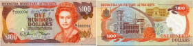 Country : BERMUDA 
Face Value : 100 Dollars Petit numéro 
Date : 20 février 1989 
Period/Province/Bank : Bermuda Monetary Authority 
Catalogue referen...