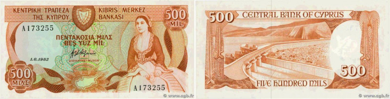 Country : CYPRUS 
Face Value : 500 Mils  
Date : 01 juin 1982 
Period/Province/B...