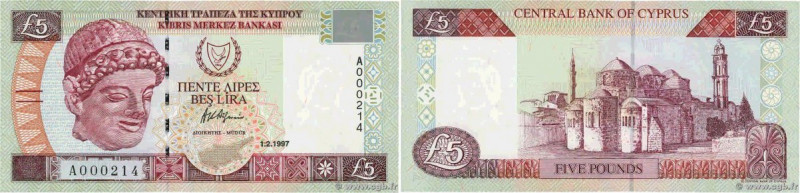 Country : CYPRUS 
Face Value : 5 Pounds Petit numéro 
Date : 01 février 1997 
Pe...