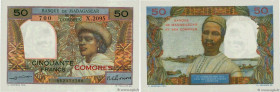 Country : COMOROS 
Face Value : 50 Francs  
Date : (1963) 
Period/Province/Bank : Banque de Madagascar et des Comores 
Catalogue reference : P.2b 
Alp...