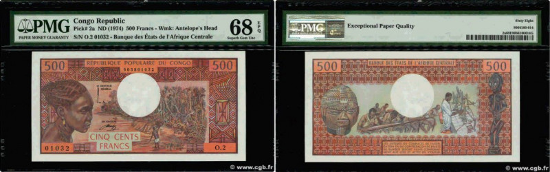 Country : CONGO 
Face Value : 500 Francs  
Date : (1973) 
Period/Province/Bank :...