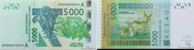 Country : WEST AFRICAN STATES 
Face Value : 5000 Francs Spécimen 
Date : 2003 
Period/Province/Bank : Banque de l'Afrique Occidentale 
Department : Cô...
