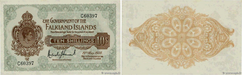 Country : FALKLAND ISLANDS 
Face Value : 10 Shillings  
Date : 19 mai 1938 
Peri...