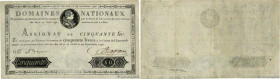 Country : FRANCE 
Face Value : 50 Livres  
Date : 29 septembre 1790 
Period/Province/Bank : Assignats 
Catalogue reference : Ass.04a 
Alphabet - signa...