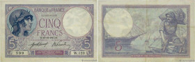 Country : FRANCE 
Face Value : 5 Francs FEMME CASQUÉE  
Date : 18 décembre 1917 
Period/Province/Bank : Banque de France, XXe siècle 
Catalogue refere...