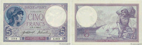 Country : FRANCE 
Face Value : 5 Francs FEMME CASQUÉE  
Date : 31 janvier 1918 
Period/Province/Bank : Banque de France, XXe siècle 
Catalogue referen...