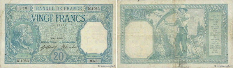 Country : FRANCE 
Face Value : 20 Francs BAYARD  
Date : 06 décembre 1916 
Perio...