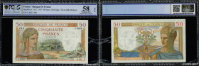 Country : FRANCE 
Face Value : 50 Francs CÉRÈS modifié  
Date : 26 août 1937 
Period/Province/Bank : Banque de France, XXe siècle 
Catalogue reference...