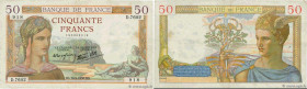 Country : FRANCE 
Face Value : 50 Francs CÉRÈS modifié  
Date : 10 février 1938 
Period/Province/Bank : Banque de France, XXe siècle 
Catalogue refere...