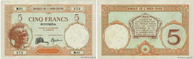 Country : NEW CALEDONIA 
Face Value : 5 Francs  
Date : (1936-1940) 
Period/Province/Bank : Banque de l'Indochine 
Catalogue reference : P.36b 
Alphab...